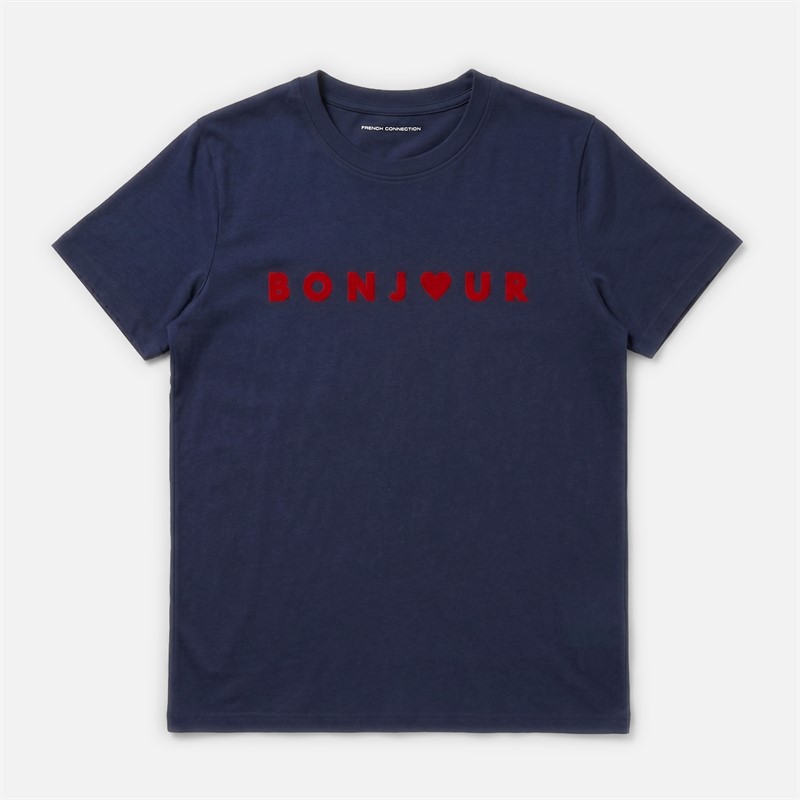 French Connection Womens Bonjour T-Shirt Midnight/Red