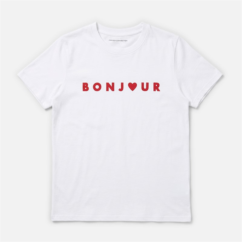 French Connection Womens Bonjour T-Shirt White/Red
