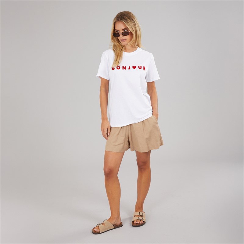 French Connection Womens Bonjour T-Shirt White/Red