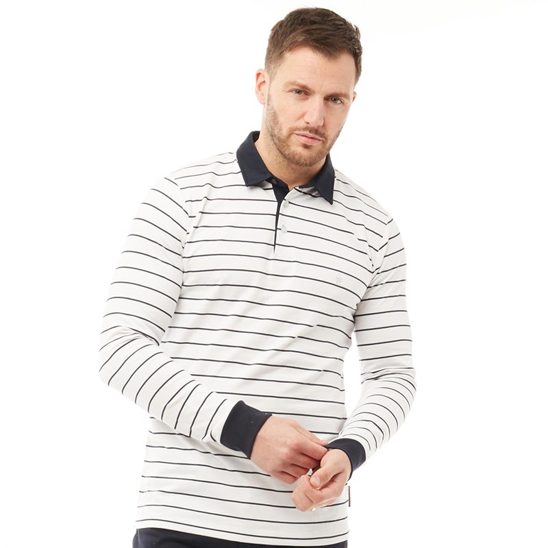 Buy French Connection Mens Thin Stripe Rugby Shirt White/Marine