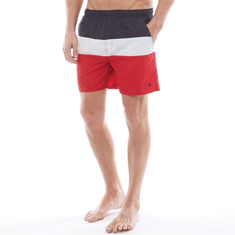 Buy French Connection Mens 3 Block Swim Shorts Marine/White/Red