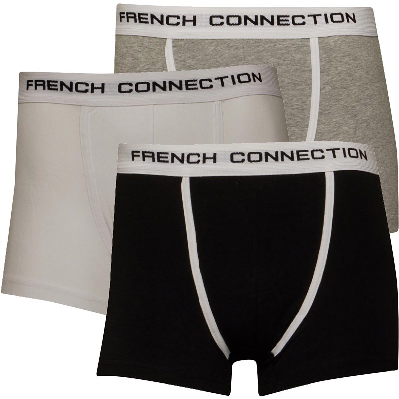 Buy French Connection Mens Three Pack Boxers Grey/White/Black