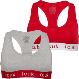 Image of French Connection Womens Two Pack Cropped Bras Red/Grey