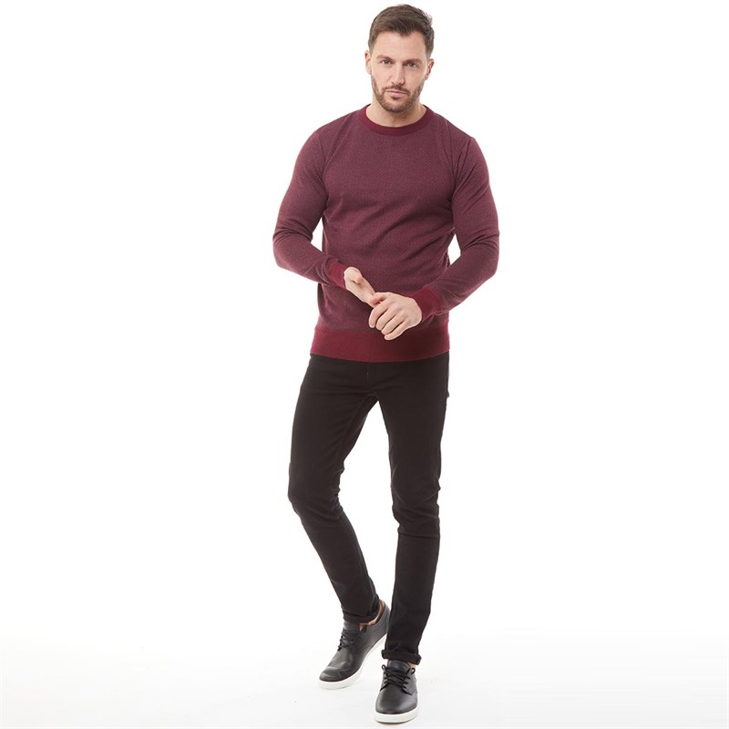 French Connection Mens Lamb Diamond Jumper Chateaux/Charcoal Melange