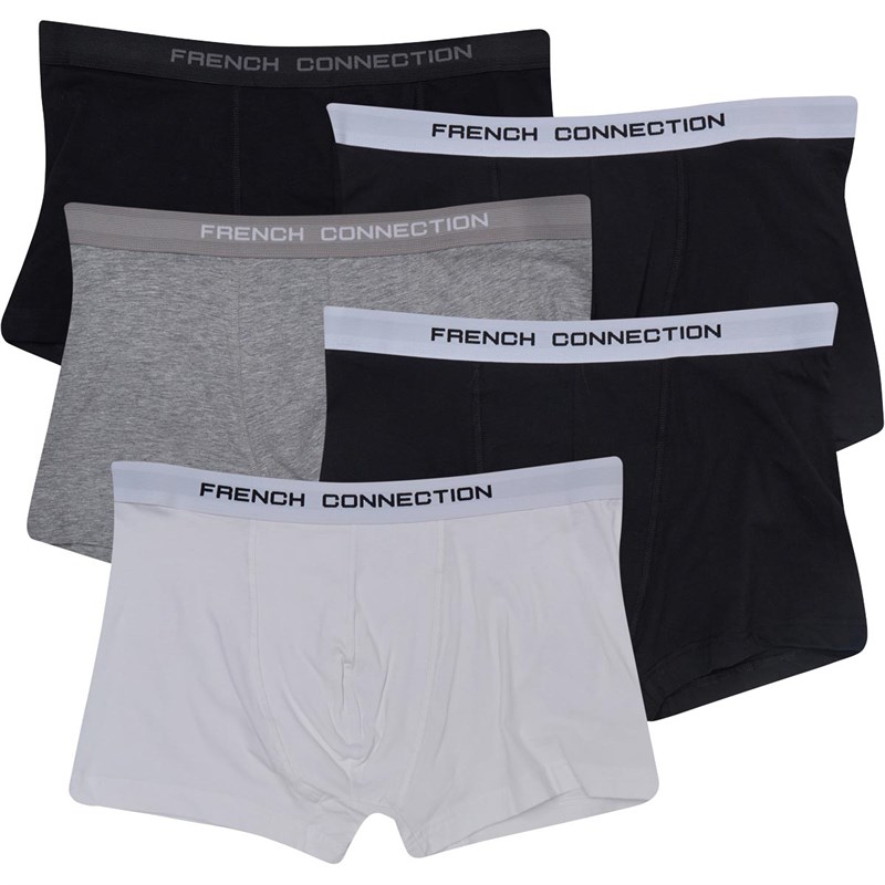 Buy French Connection Mens Plus Size Five Pack FC Boxers Black/Black