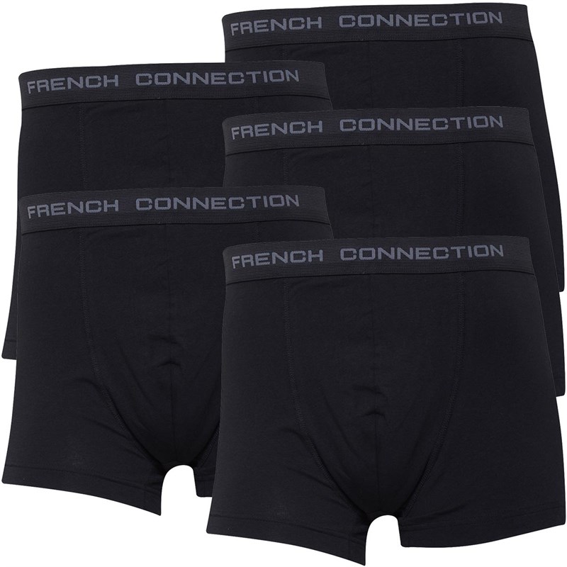 Buy French Connection Mens Plus Size Five Pack FC Boxers Black/Black