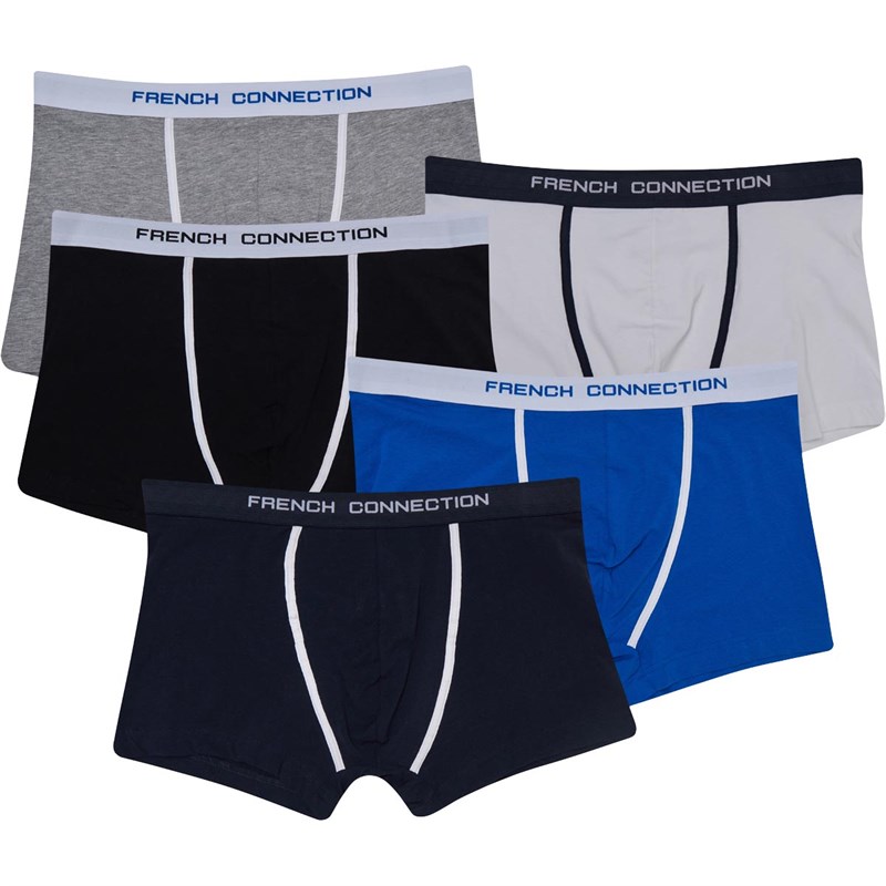 Buy French Connection Mens Plus Size Five Pack FC Boxers Black/Grey