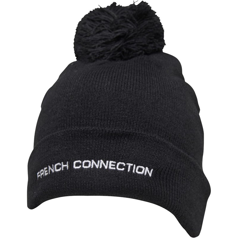 Buy French Connection Mens Bobble Beanie Black/White