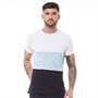 French Connection Mens Block 3 T-Shirt White/Sky/Marine