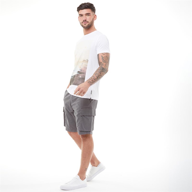 French Connection Mens Cargo 6 Belt Shorts Charcoal