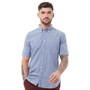 French Connection Heren Linnen Overhemd met Korte Mouwen Blauw Chambray