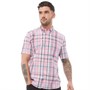 French Connection Mens Checked Pocket Short Sleeve Shirt Pink Multi