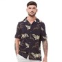 French Connection Mens Bird Viscose Short Sleeve Shirt Marine/Salt