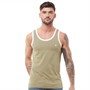 French Connection Mens Ringer Vest Light Khaki/White