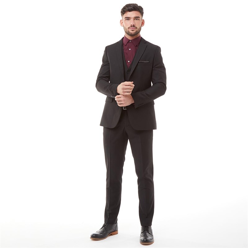 French Connection Mens Plain Ticket Pocket Blazer Black