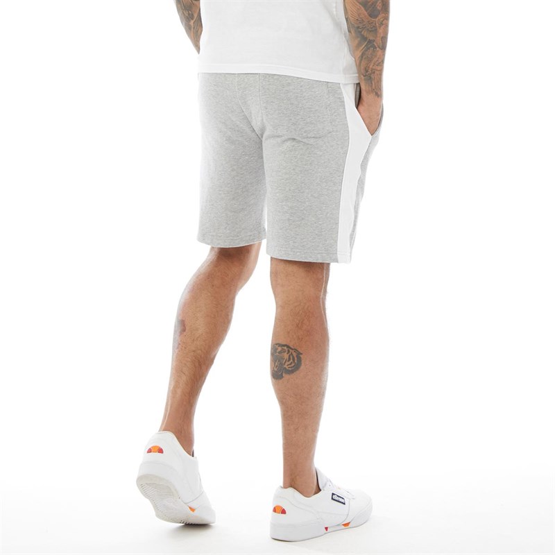 French Connection Mens Jersey Cut Script Shorts Light Grey Melange/White