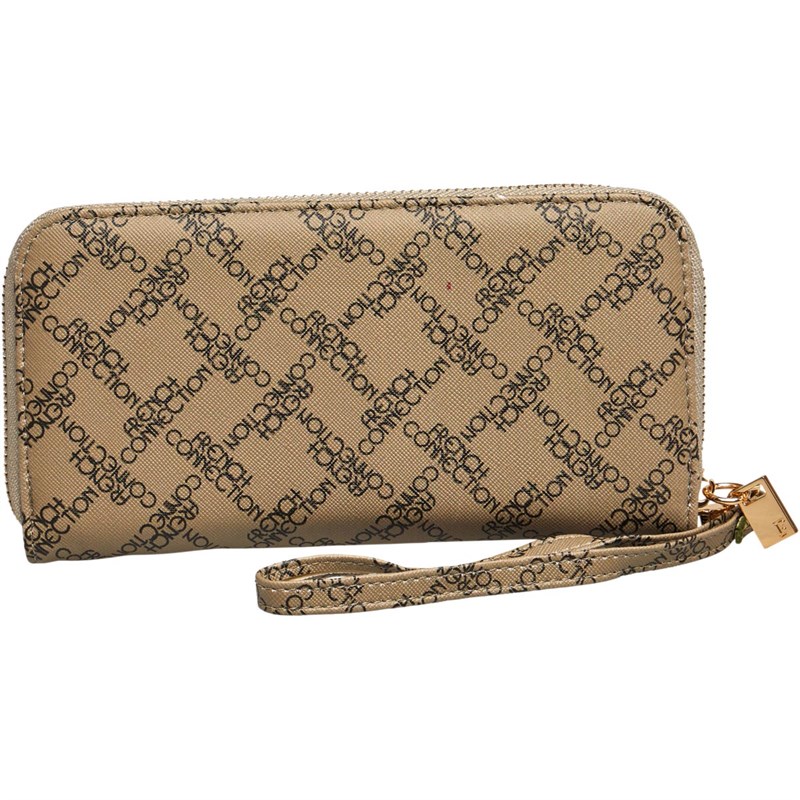 Buy French Connection Womens Monochrome Zip Around Purse Brown