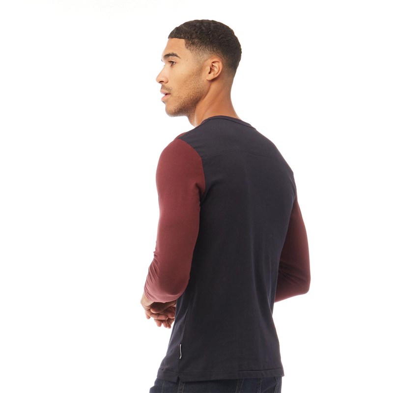 French Connection Męskie Block Original 3 Top z Dlugim Rekawem Granatowy