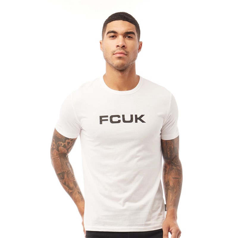 Buy French Connection Mens FCUK Chest T Shirt White Black Buy French Connection Mens FCUK Chest T Shirt White Black