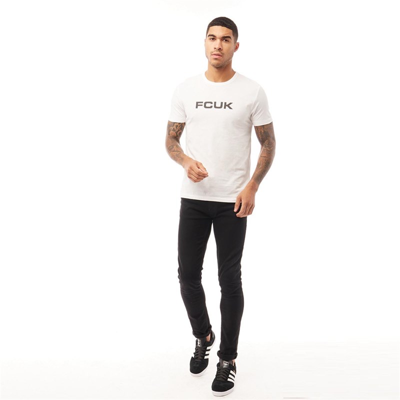 French Connection Męskie FCUK Chest T-Shirt Biały