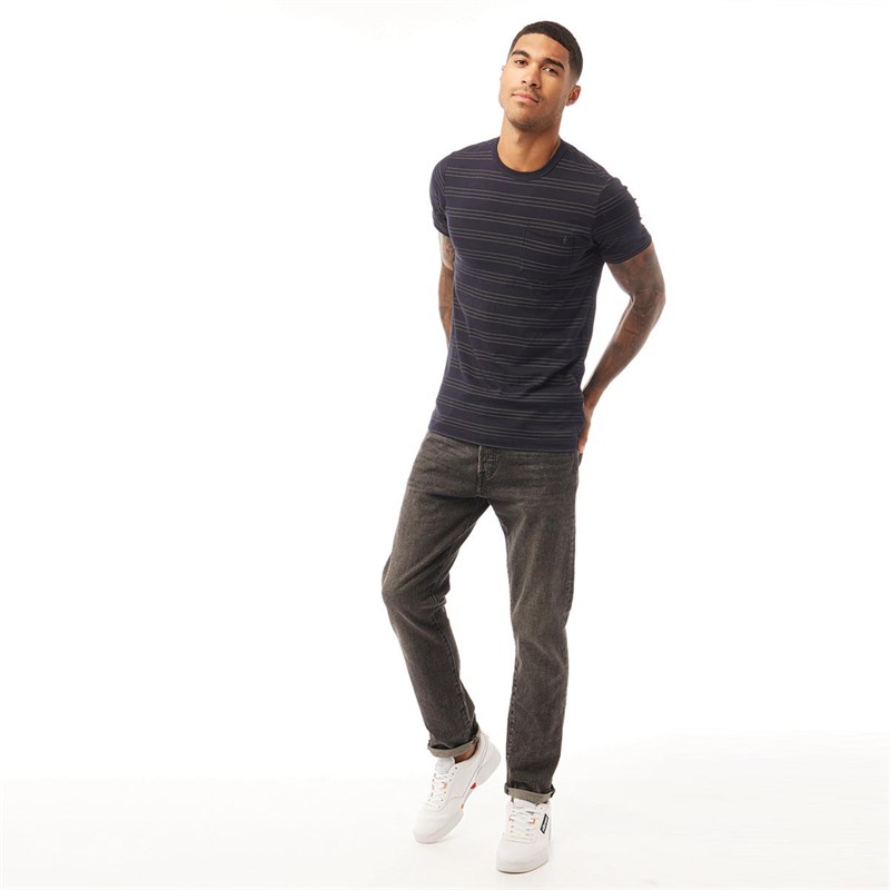 French Connection Heren 3 Stripe T-Shirt Grijs