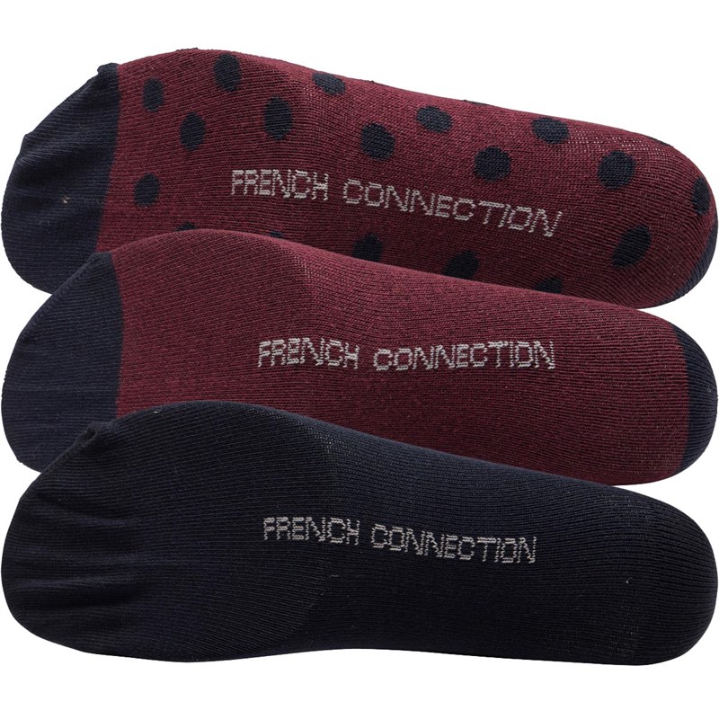 Buy French Connection Mens FC Dot Three Pack Socks Marine/Chateaux