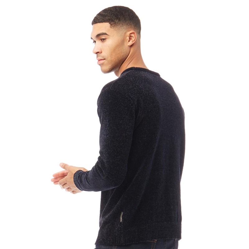 Buy French Connection Mens Chenille Crew Neck Jumper Marine Melange