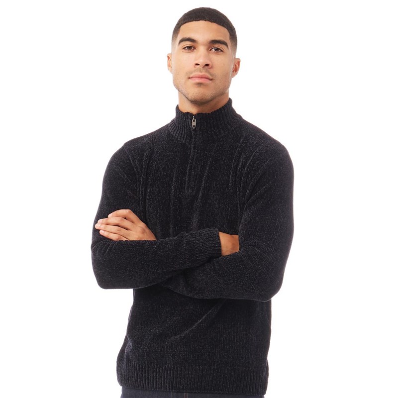 Buy French Connection Mens Chenille 1/2 Zip Jumper Marine Melange