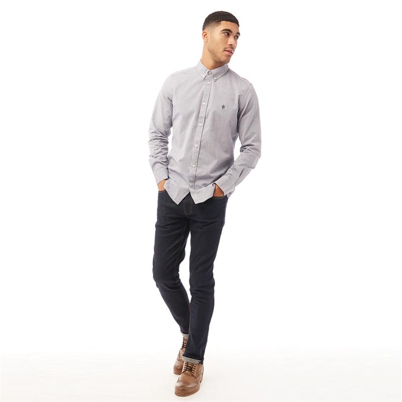 French Connection Mens Oxford Long Sleeve Shirt Marine/Marine
