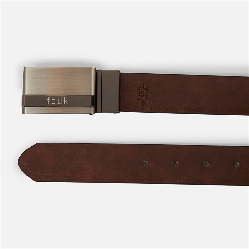 French Connection Mens FCUK Reversible Buckle Belt Black/Brown