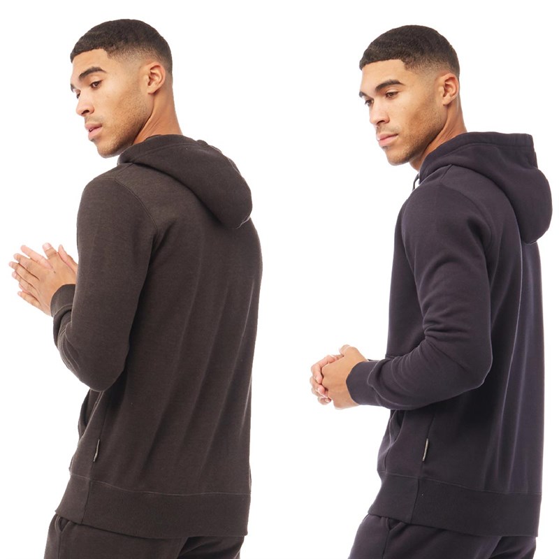 French Connection Mens Two Pack Over Head Hoodies Marine/Charcoal