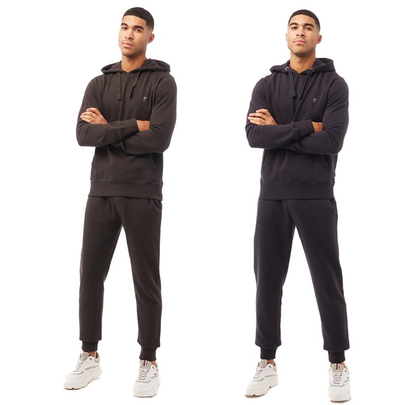 French Connection Mens Two Pack Over Head Hoodies Marine/Charcoal