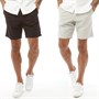 French Connection Mens Chino 4 Two Pack Shorts Black/Light Grey