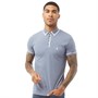 French Connection Mens Piping Polo Light Blue Mel/White