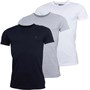 French Connection Mens Three Pack Crew T-Shirts Marine/White/Light Grey Marl