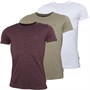 French Connection Mens Three Pack Crew T-Shirts Chal Mel/Light Khaki/White