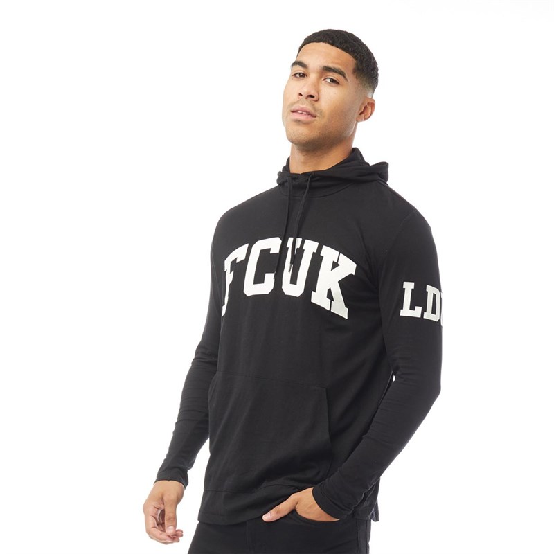 French Connection Herren FCUK LDN Top mit langem Arm Schwarz