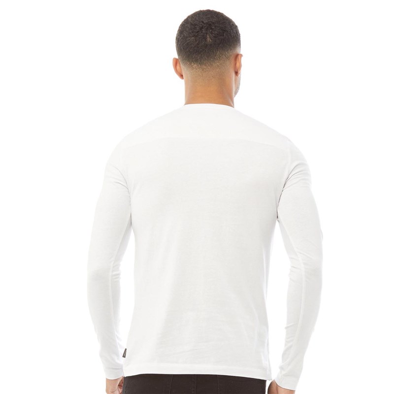 French Connection Herren FCUK Centre Scribble Top mit langem Arm Weiß