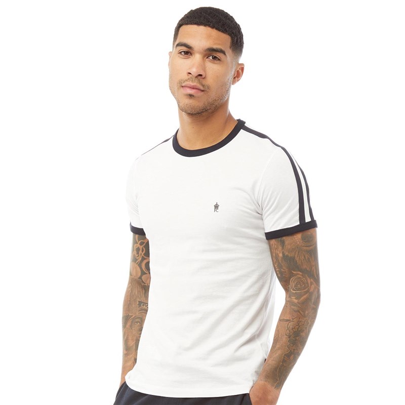 French Connection Mens Tape Shoulder T-Shirt White