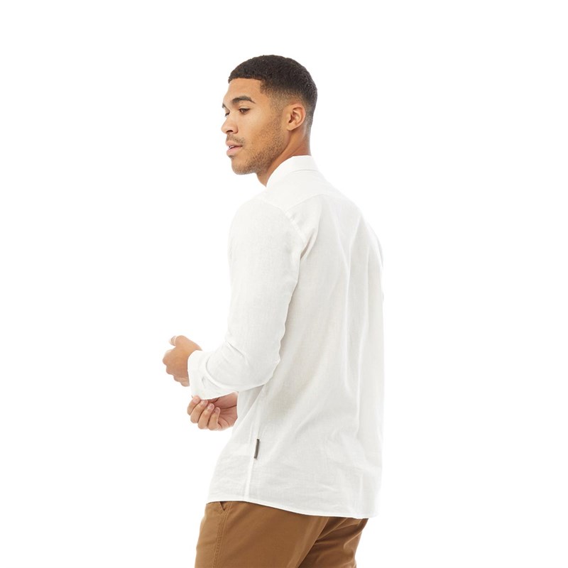 French Connection Herrer Linen Langærmet Skjorte Hvid