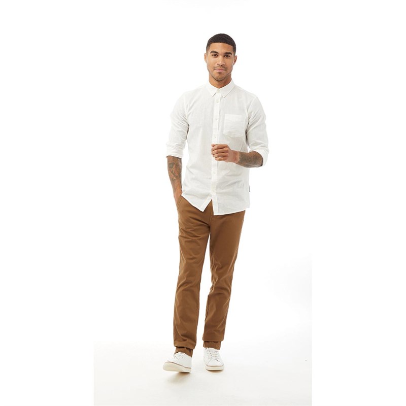 French Connection Herrer Linen Langærmet Skjorte Hvid