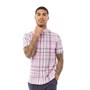 French Connection Mens Short Sleeve Checked Shirt Pink Multi