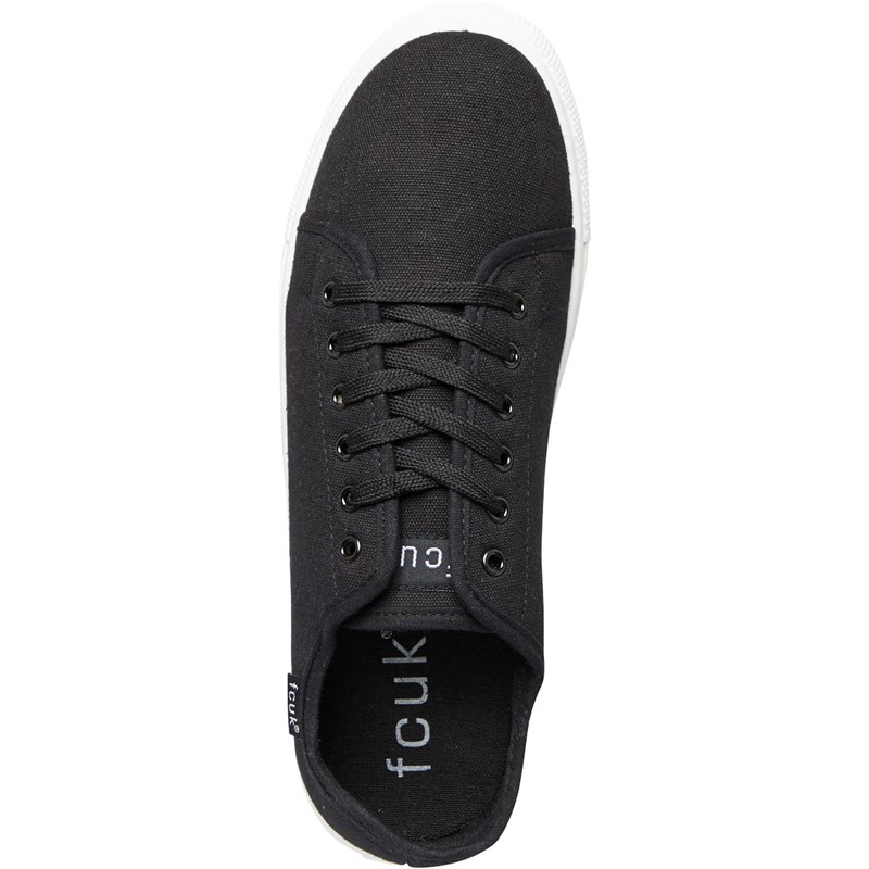 French Connection Mens Canvas Plimsolls Black Mono