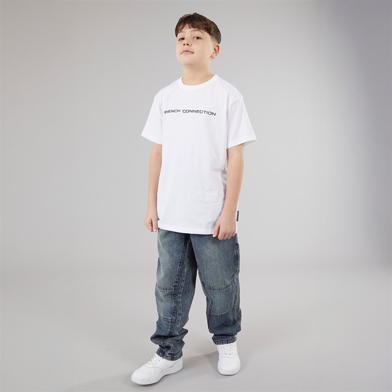 French Connection Boys Logo T-Shirt White/Marine