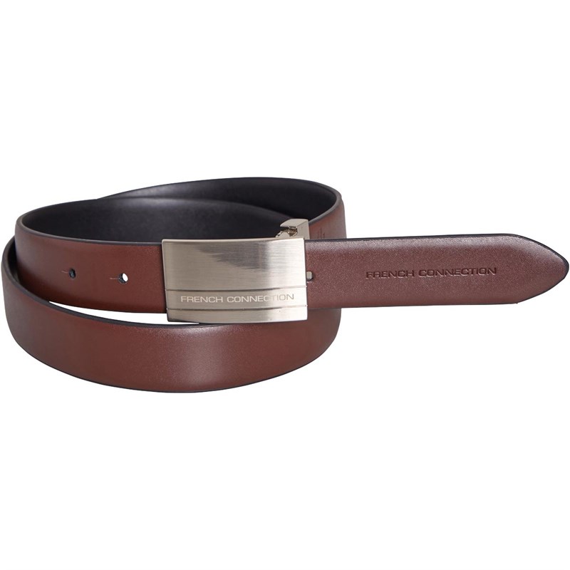 French Connection Mens FCUK Reversible Buckle Belt Black/Brown