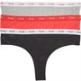 French Connection Womens FCUK Three Pack Thongs Fire Coral/Grey/Black