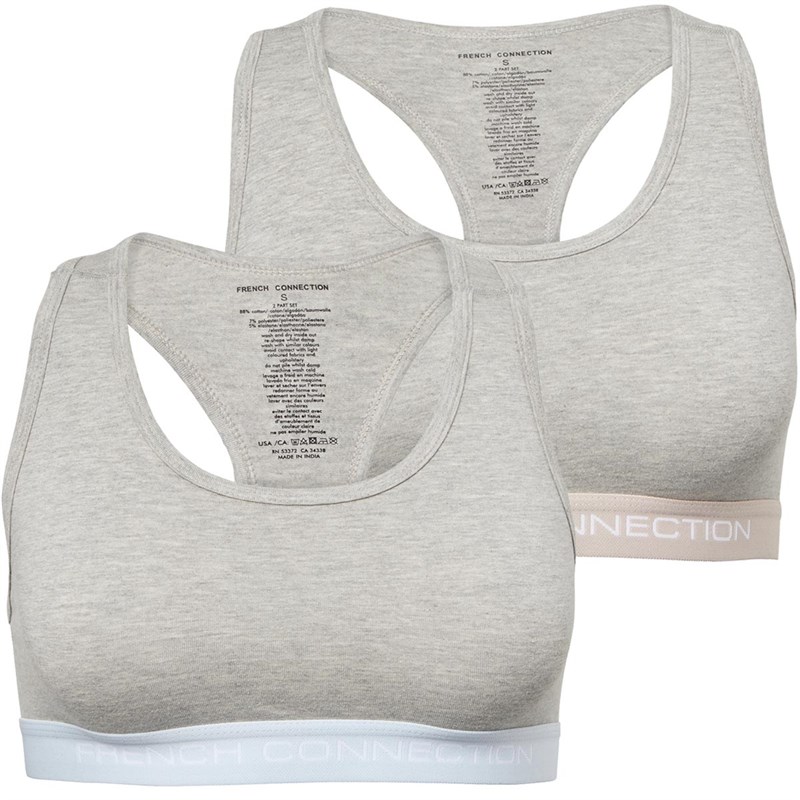 French Connection Womens Two Pack Crop Tops Grey Melange