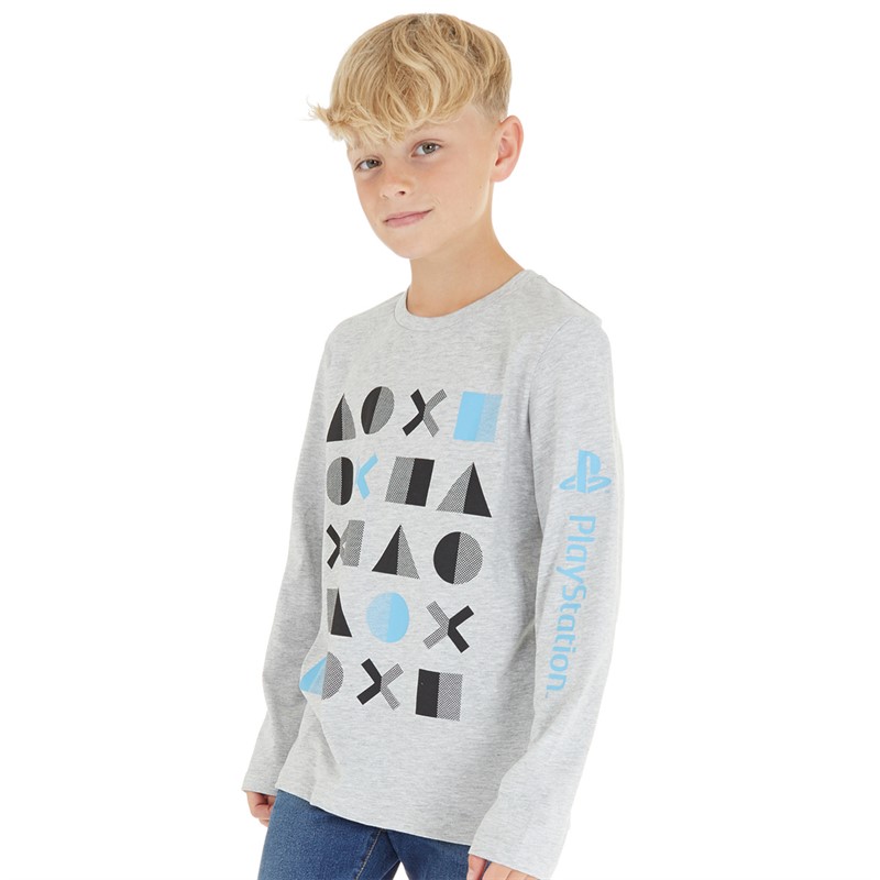 PlayStation Chłopięce Playstation T-Shirty z Długim Rękawem Szary Margielowy