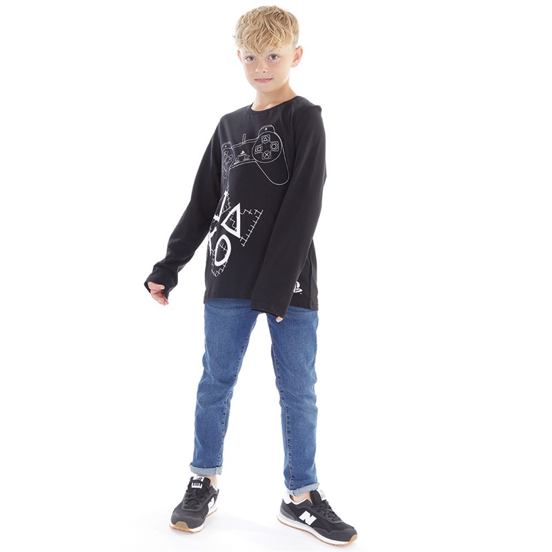 PlayStation Drenge Playstation T-shirts med lange ærmer Sort