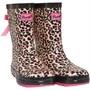 Pineapple Junior Leopard Print Wellington Boots Pink/Black